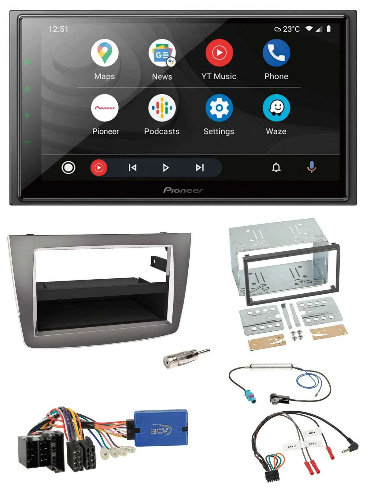 Pioneer USB 2DIN DAB Lenkrad Bluetooth Autoradio für Alfa Romeo Mito 13-18 955 I