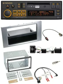 Автомагнитола для Ford Kuga (2008–2012) Pioneer DAB, USB, Bluetooth, серебристая, с поддержкой управления на руле