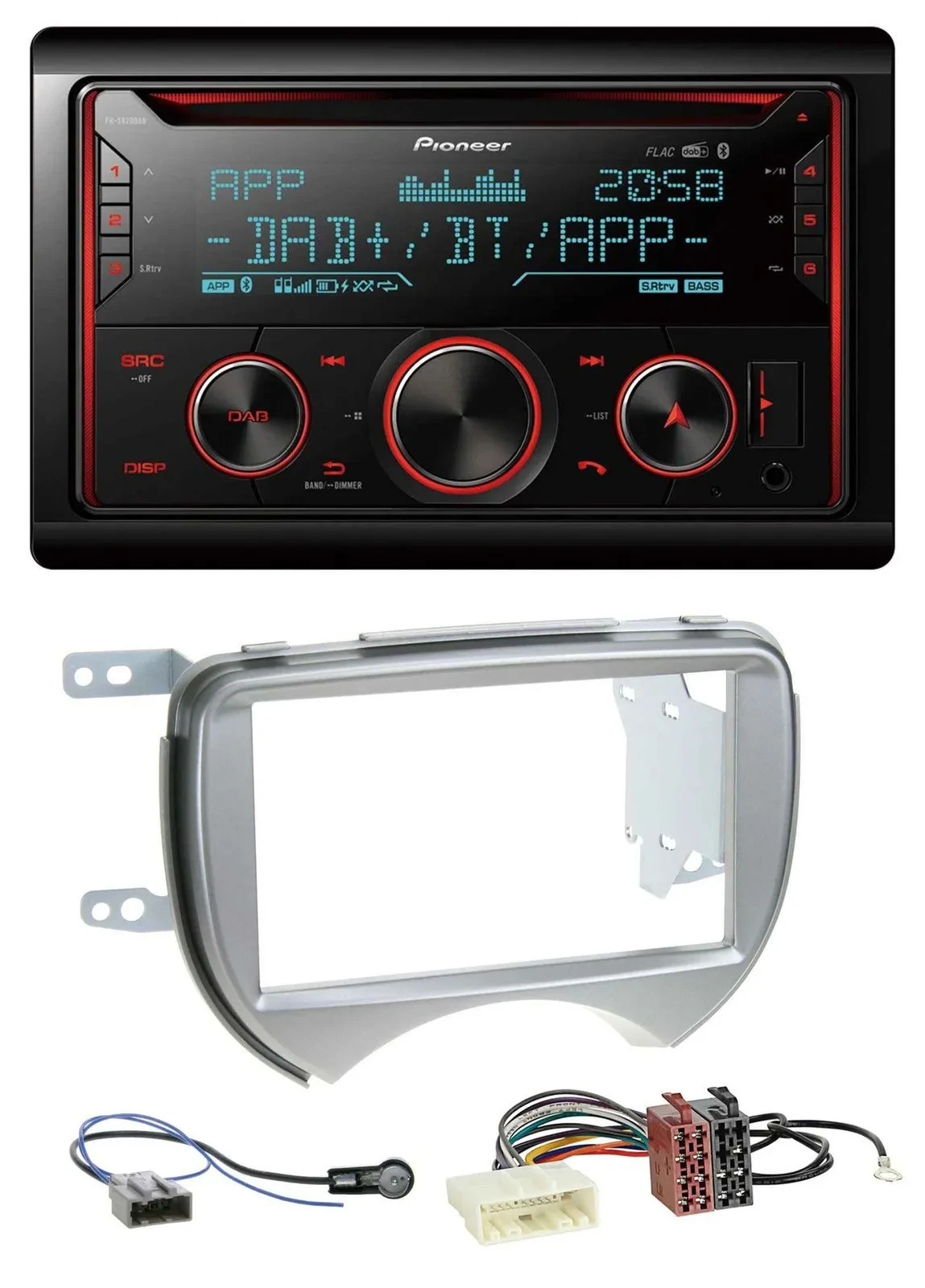 Pioneer 2DIN DAB MP3 Bluetooth USB CD Autoradio für Nissan Micra 2010-2013 silbe