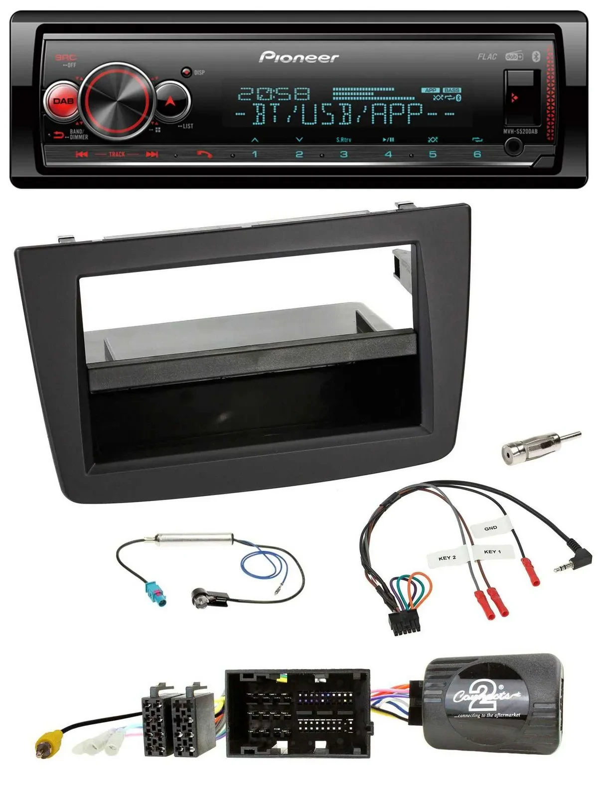 Автомагнитола Pioneer Bluetooth, USB, DAB, для Alfa Romeo MiTo (955) 2014–2018, черная