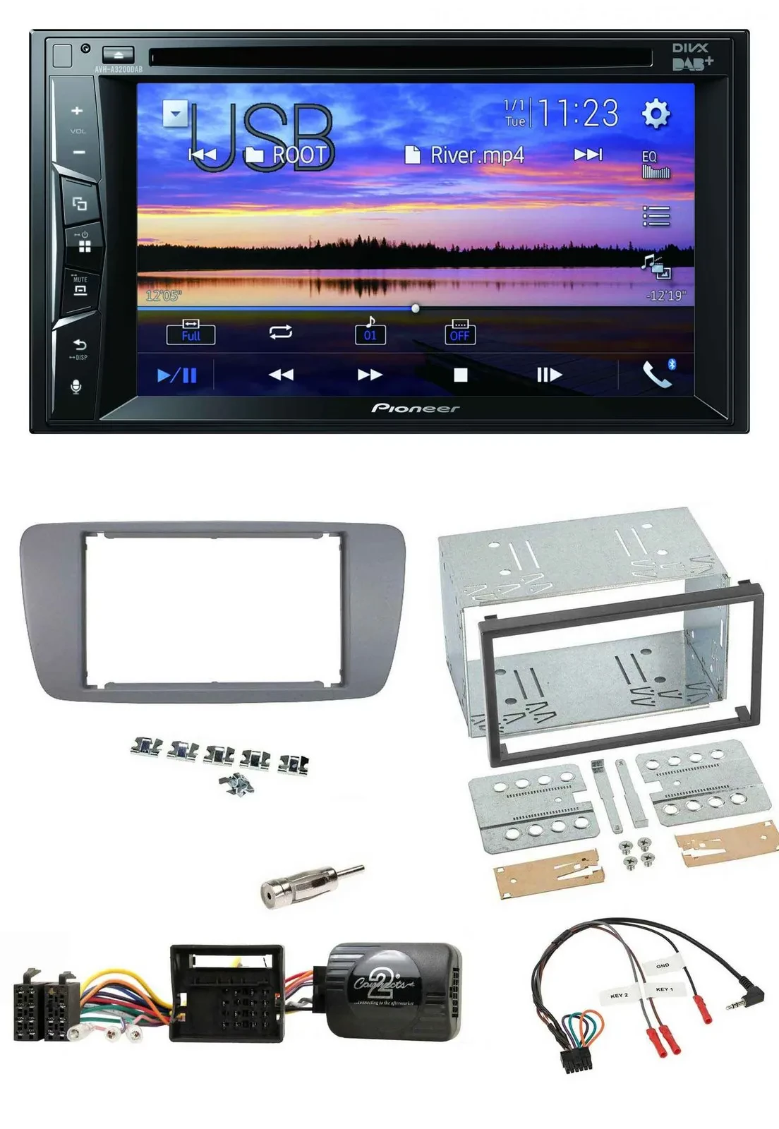 Pioneer Bluetooth 2DIN USB DVD DAB Lenkrad Autoradio für Seat Ibiza ab 08 conema