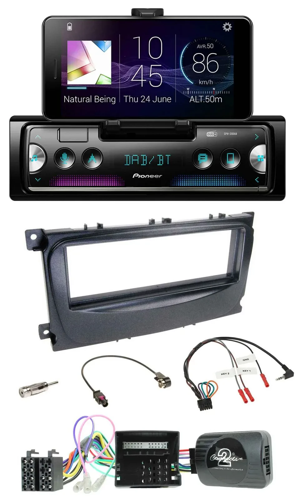 Pioneer USB Lenkrad Bluetooth DAB Autoradio für Ford C-Max Can 07-10 Focus schwa
