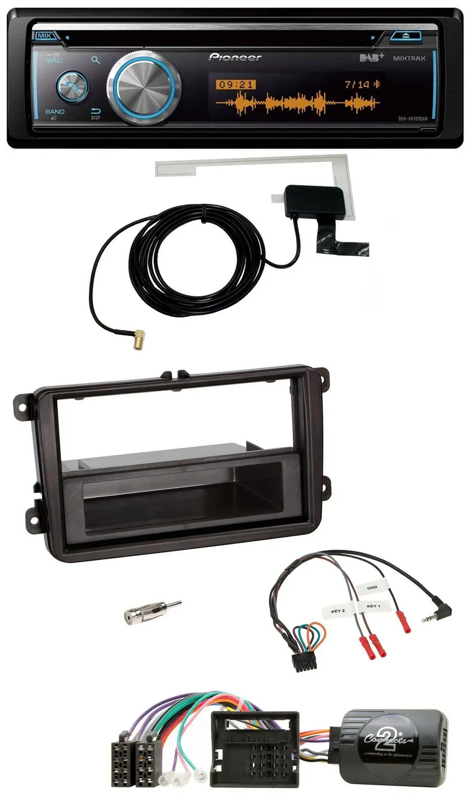 Pioneer Bluetooth DAB Lenkrad USB CD Autoradio für Skoda Fabia 5J 2007-2014