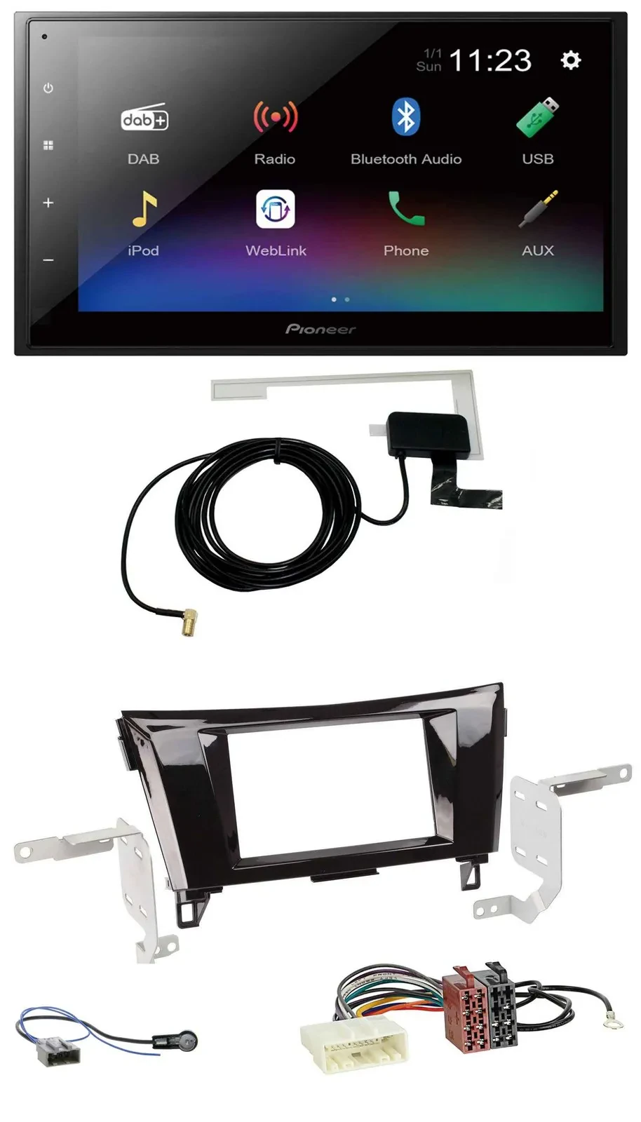 Pioneer DAB MP3 Bluetooth 2DIN USB Autoradio für Nissan Qashqai X-Trail ab 14