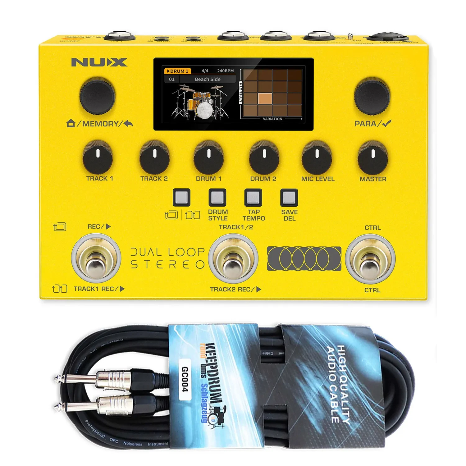 Nux Dual Loop Stereo Effektgerät Looper-Pedal mit keepdrum Kabel