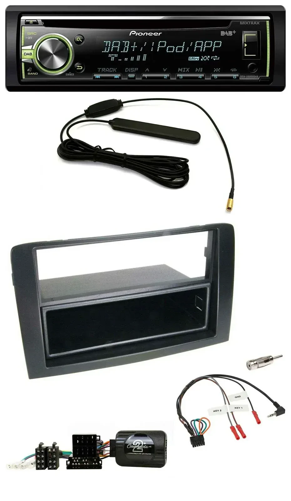 Автомагнитола Pioneer для Fiat Idea (2006–2012) MP3, USB, CD, DAB, поддержка кнопок на руле, черный