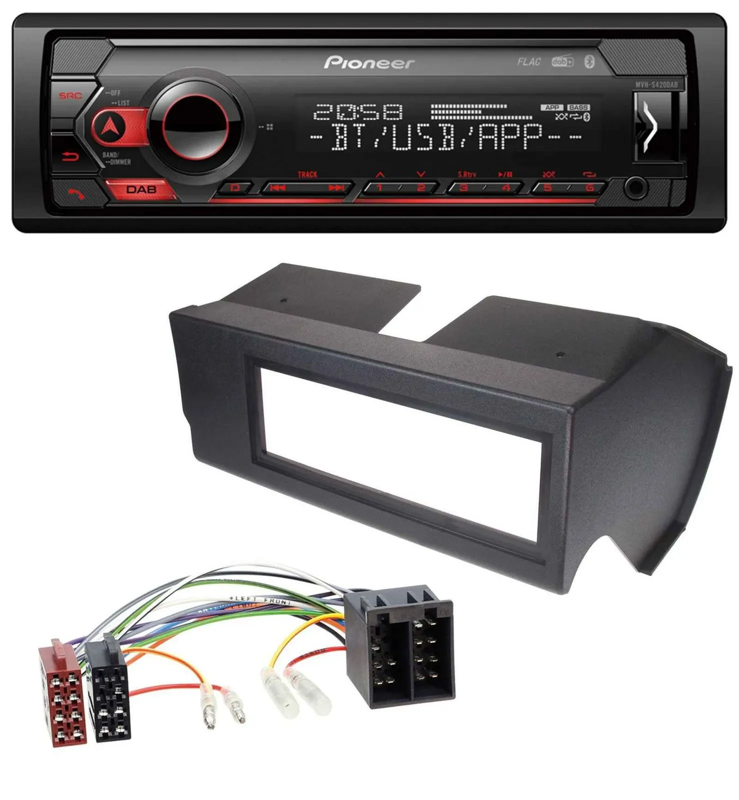 Pioneer MP3 USB DAB Bluetooth Autoradio für Fiat Panda (bis 2002) - schwarz