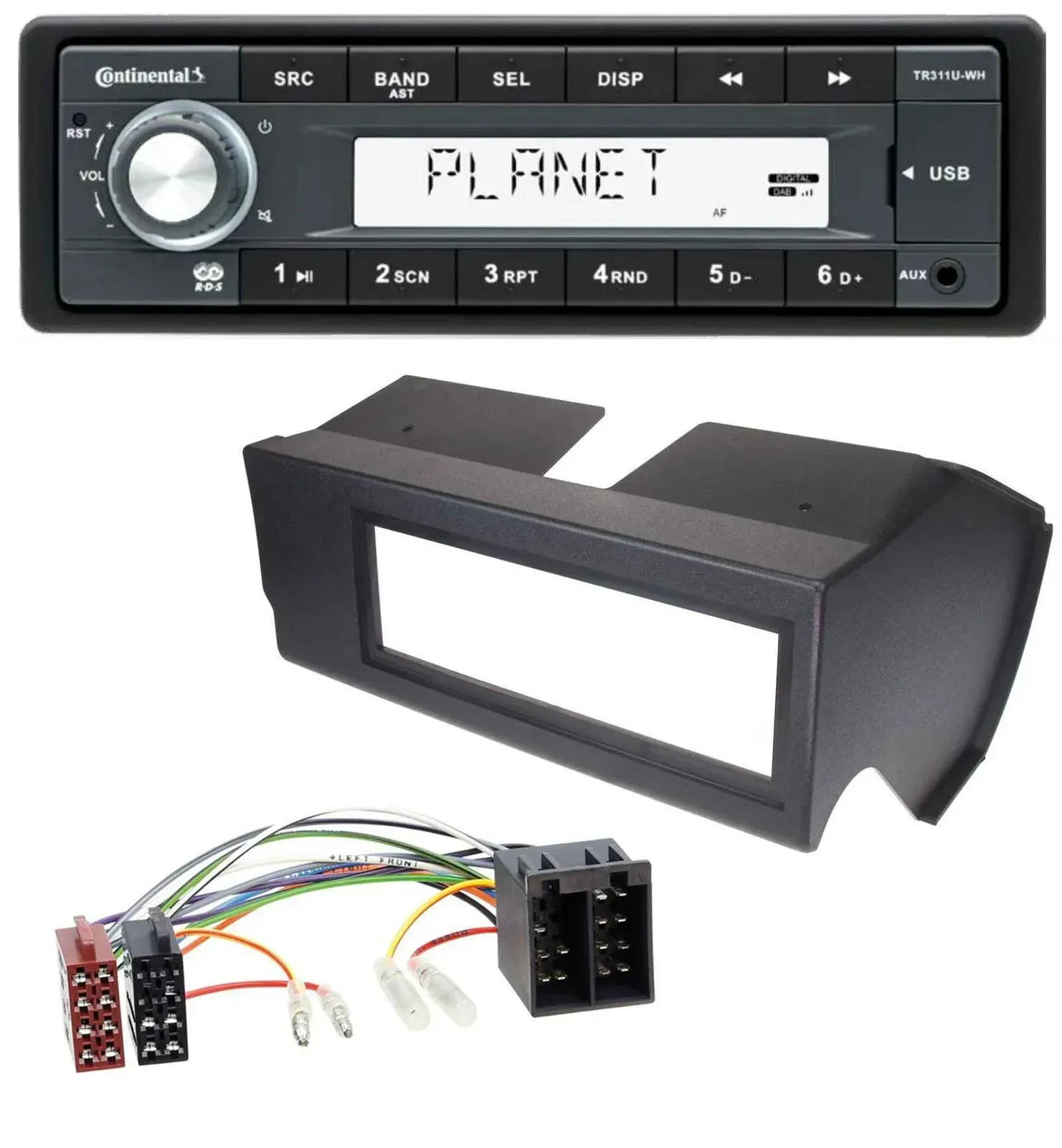 Continental USB MP3 AUX 1DIN Autoradio für Fiat Panda (bis 2002) - schwarz