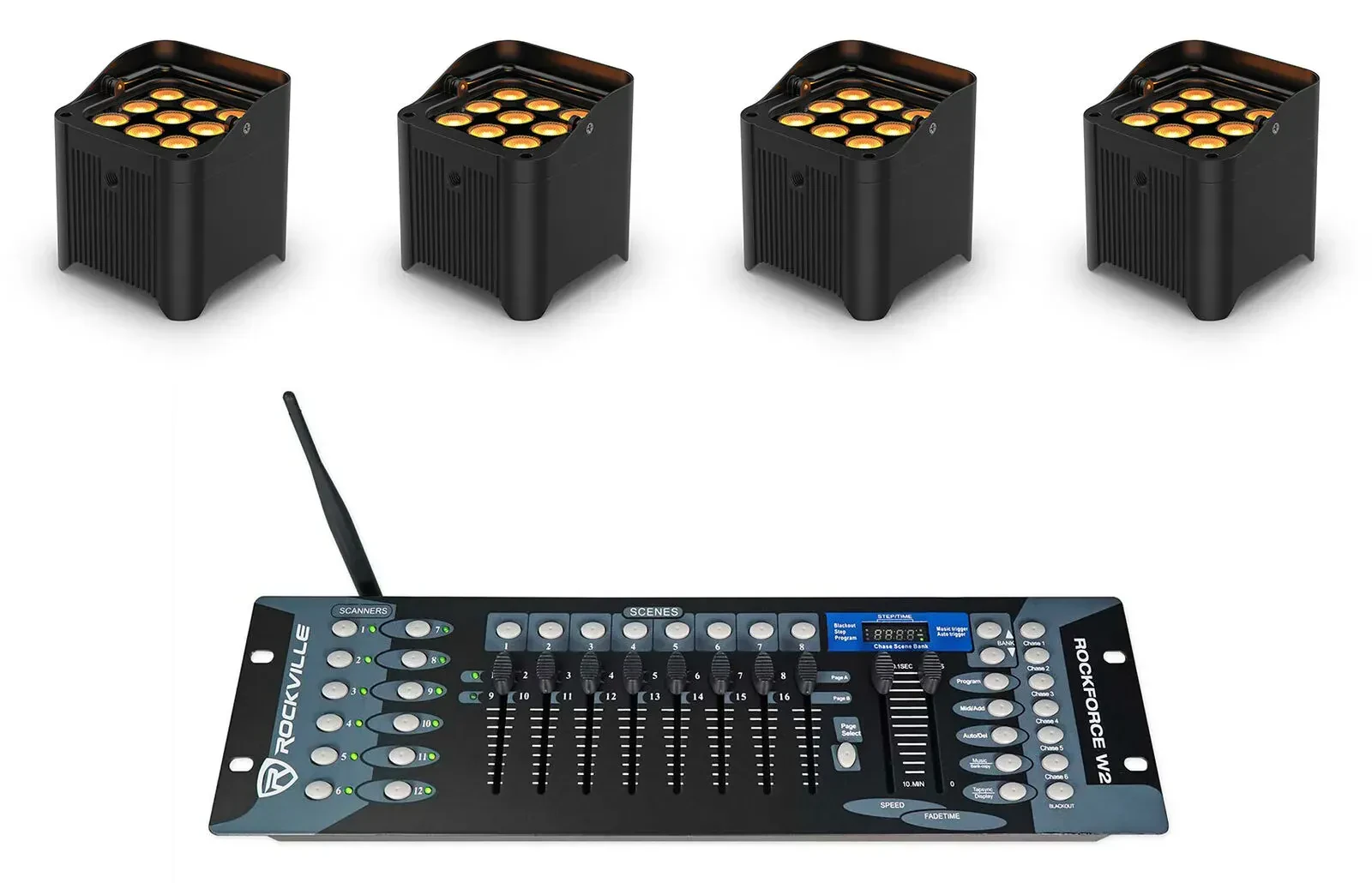 Светодиодный прибор Chauvet DJ Freedom Par Q9 RGBA LED с DMX-пультом (4 штуки)