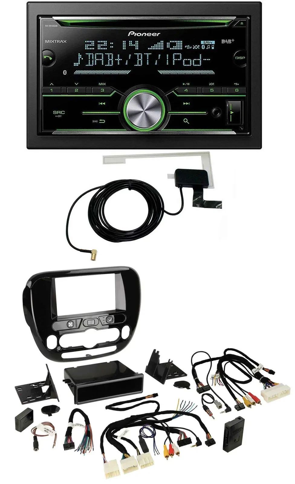 Автомагнитола Pioneer 2DIN, CD, USB, Bluetooth, DAB, для Kia Soul (с 2014), поддержка кнопок на руле, совместима с климат‑контролем