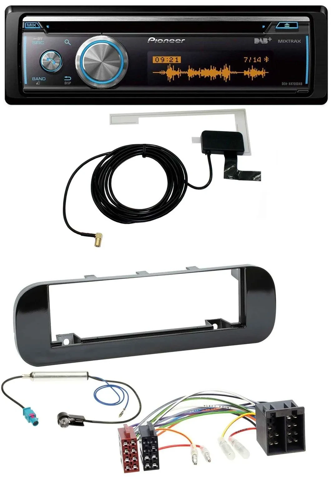 Pioneer Bluetooth DAB MP3 USB CD Autoradio für Fiat Panda (ab 2012) - glänzend