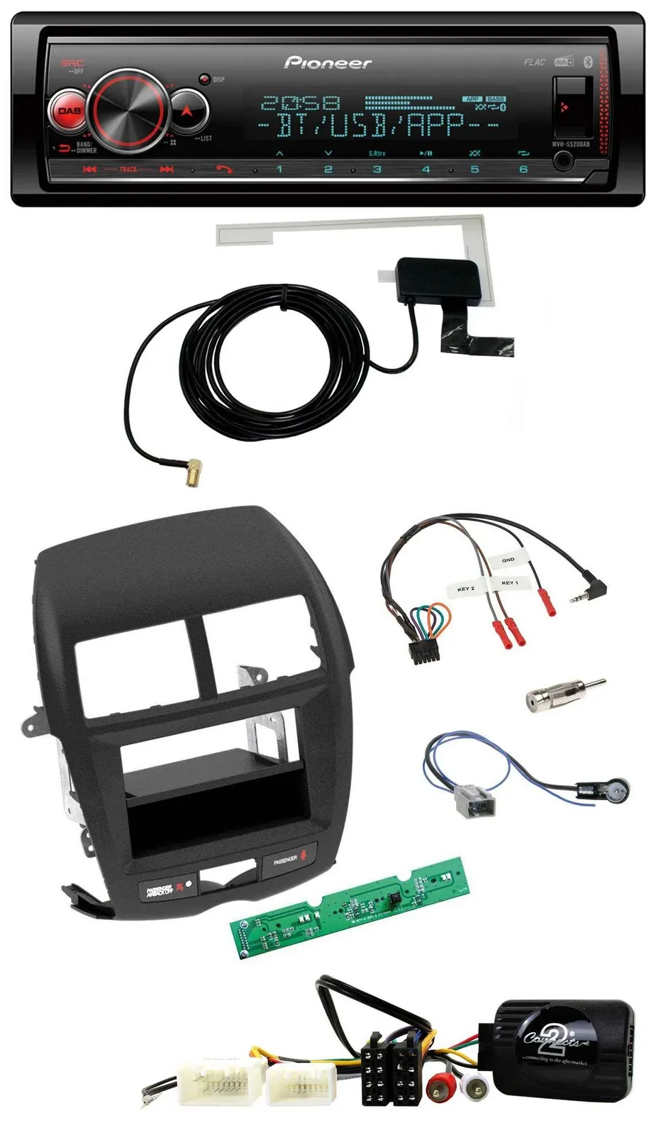 Pioneer Bluetooth DAB USB Lenkrad Autoradio für Mitsubishi ASX 2010-2014