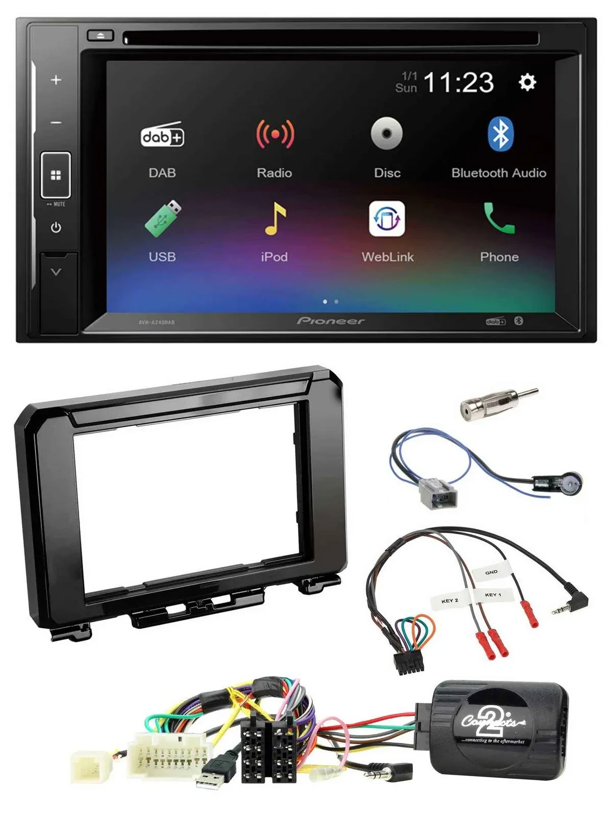 Pioneer Bluetooth Lenkrad USB 2DIN DAB DVD Autoradio für Suzuki Jimmny GJ ab 201