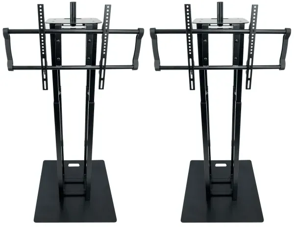 2) Rockville RTP33-TV Black Totem DJ Speaker/Lighting Stands+Detachable TV Mount