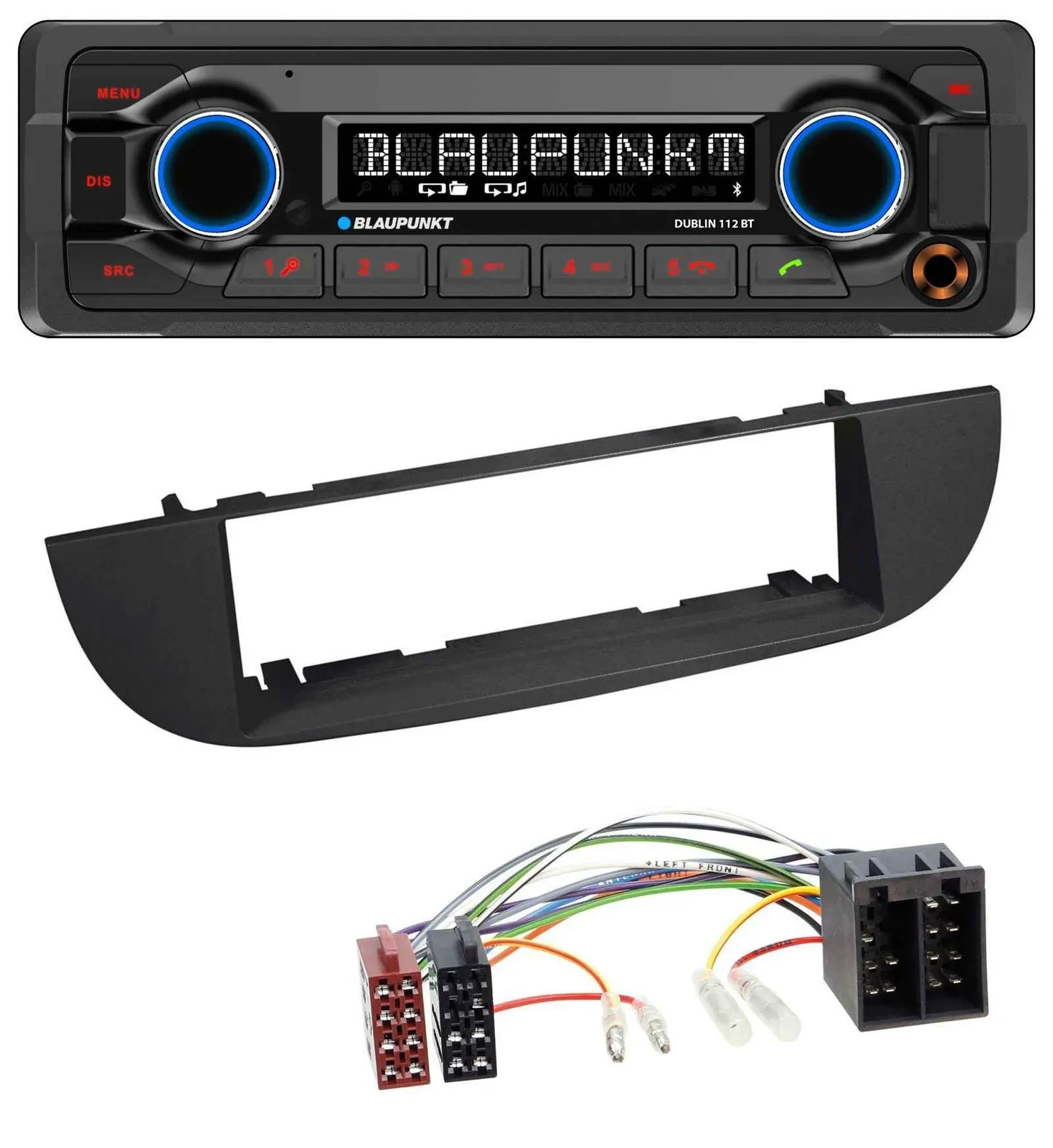 Blaupunkt MP3 Bluetooth USB AUX Autoradio für Fiat 500 (ab 2007) - schwarz