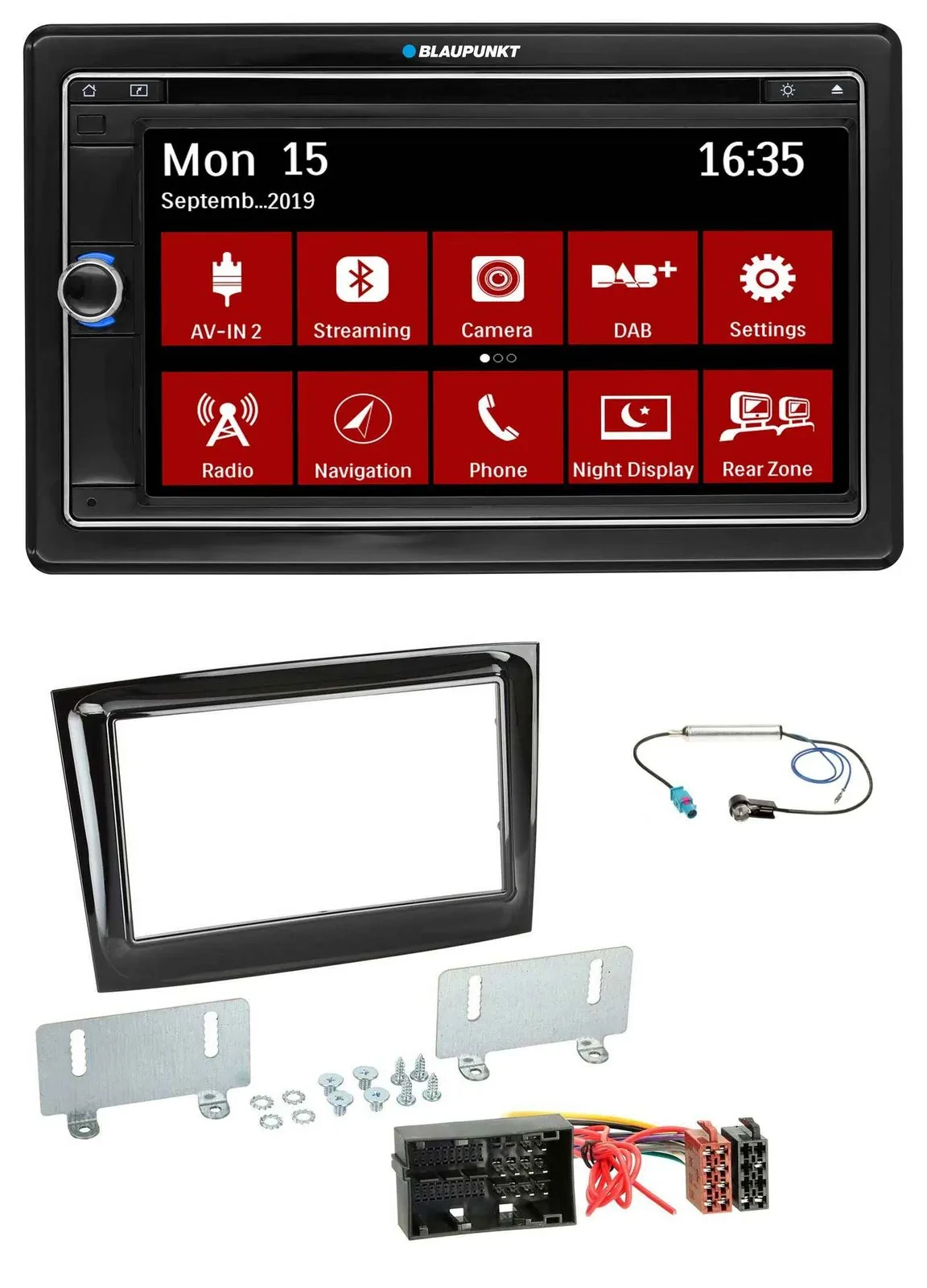 Blaupunkt Bluetooth DAB 2DIN USB DVD MP3 Autoradio für Fiat Doblo ab 2015 piano