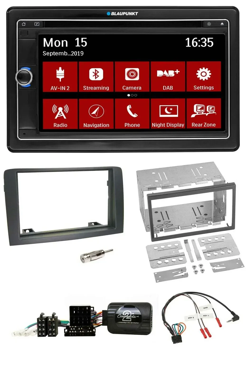Blaupunkt TMC USB Lenkrad Bluetooth DAB 2DIN Navigation für Fiat Idea 2006-2012