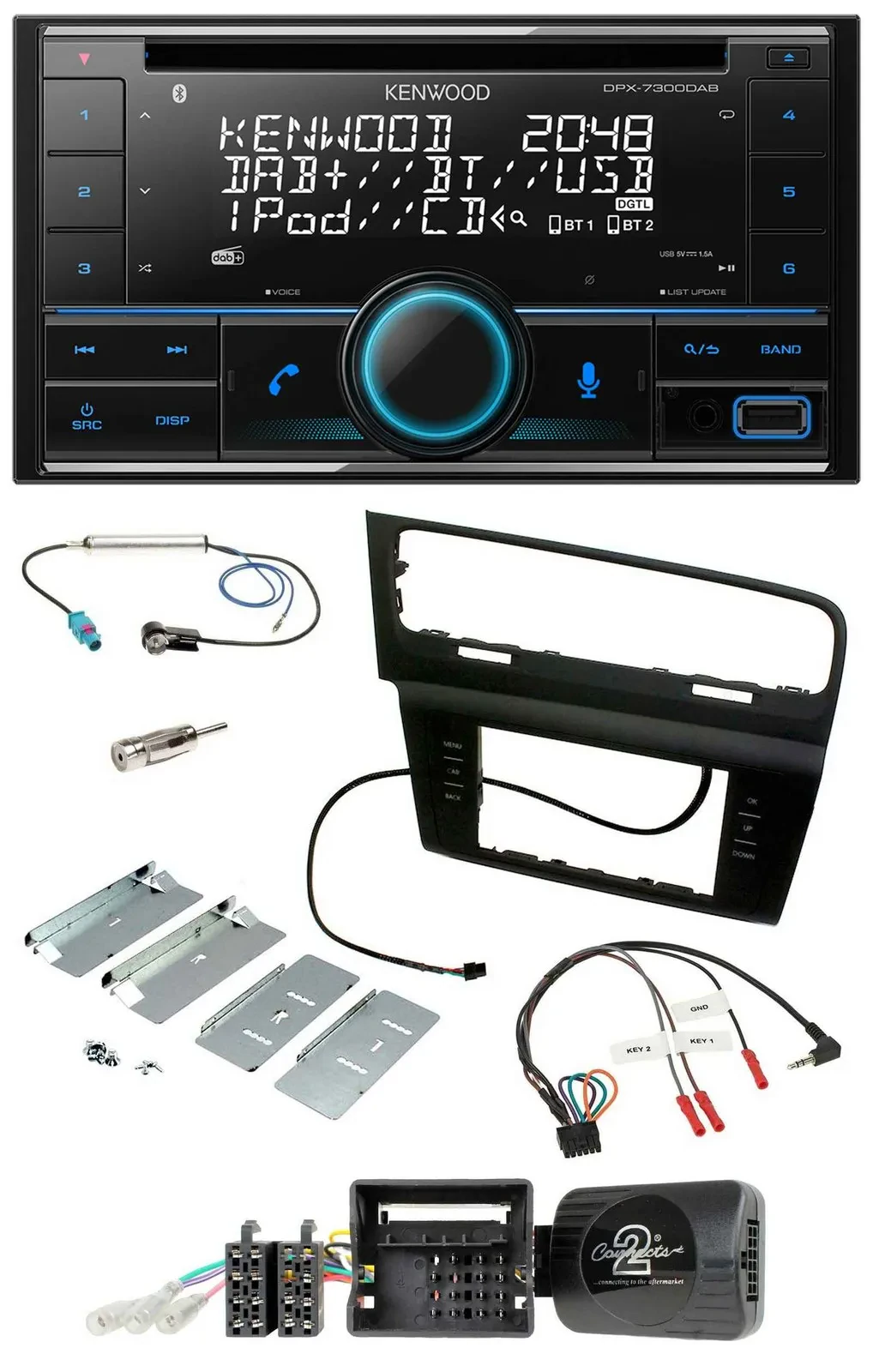 Kenwood CD 2DIN DAB USB Lenkrad Bluetooth Autoradio für VW Golf VII ab 2012