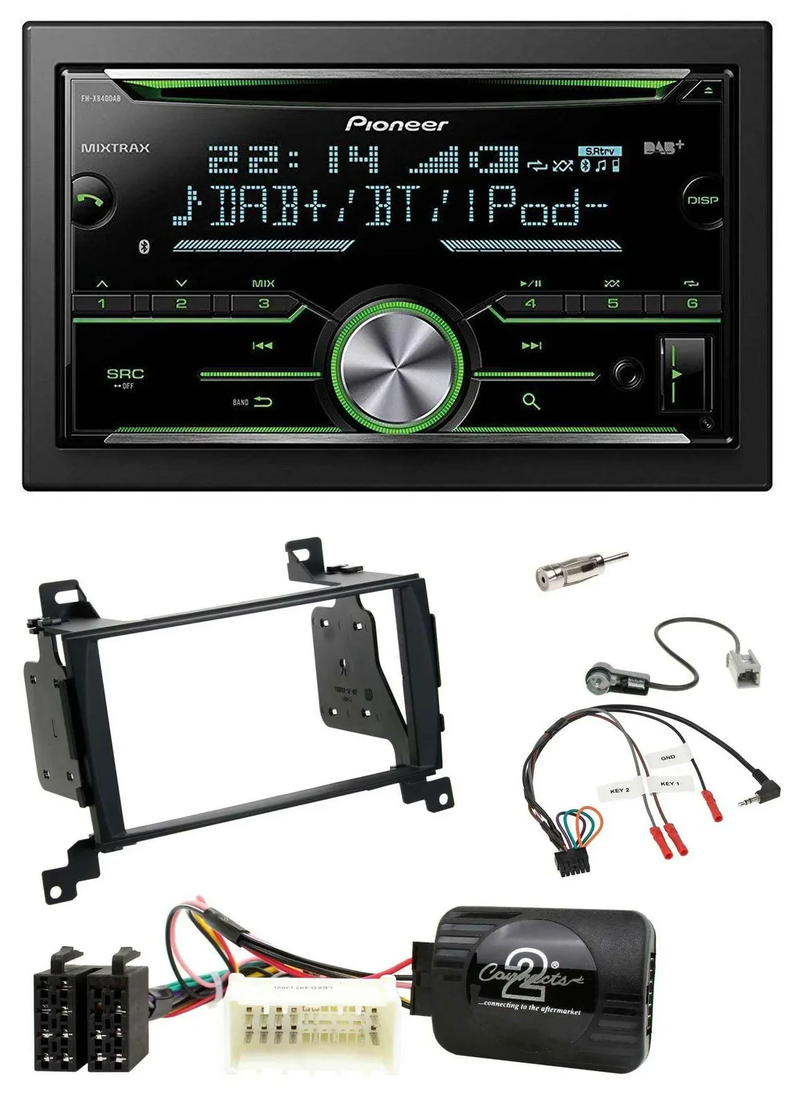 Автомагнитола Pioneer 2DIN Bluetooth DAB USB CD для Hyundai Santa Fe (2007–2012)
