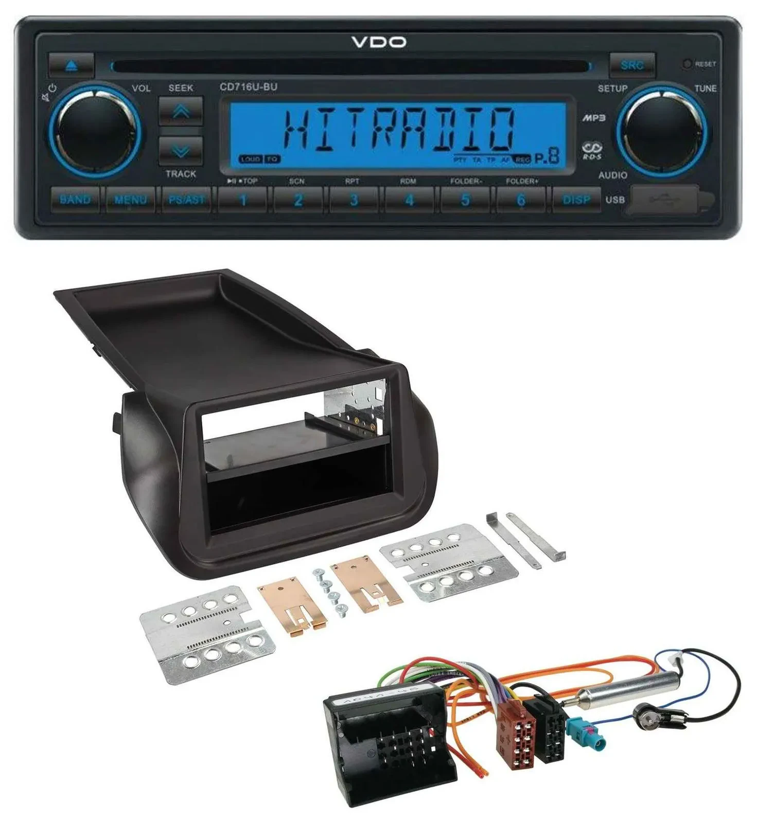 VDO AUX MP3 1DIN CD USB Autoradio für Citroen Nemo Peugeot Bipper ab 2008
