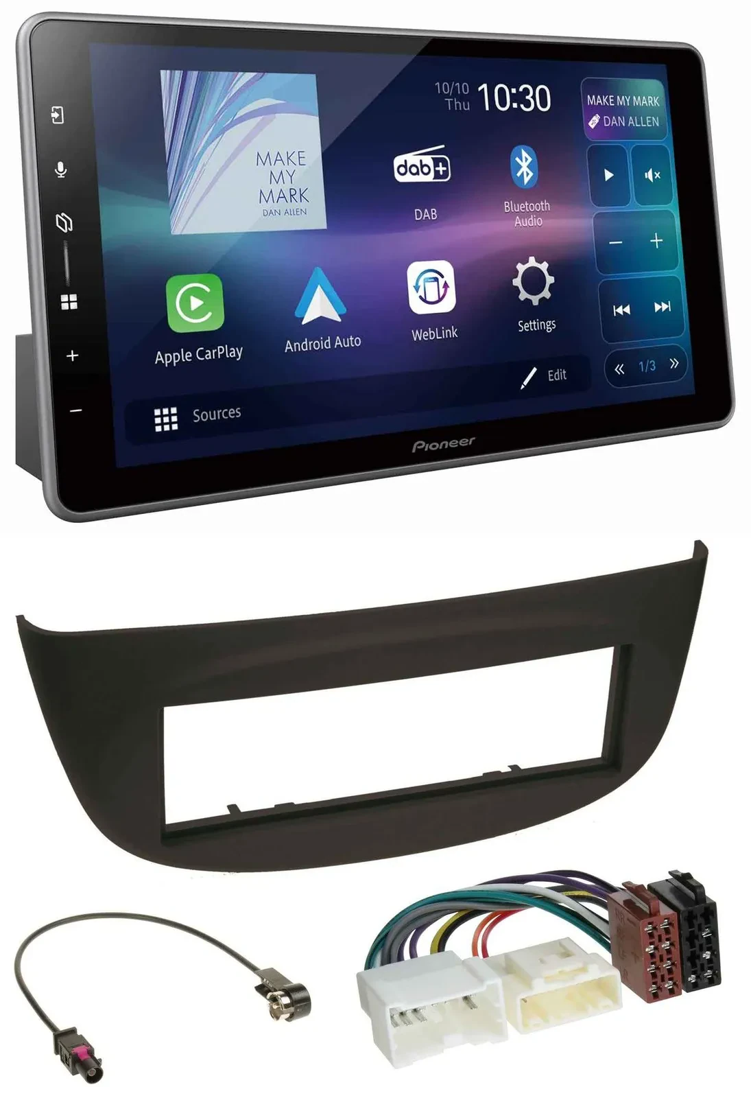 Автомагнитола Pioneer Bluetooth, USB, DAB, MP3, для Renault Twingo (с 2012), черная