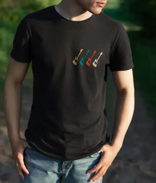 Футболка Popmerch MWM141 "Four Color Guitars" белая, мужская, размер M