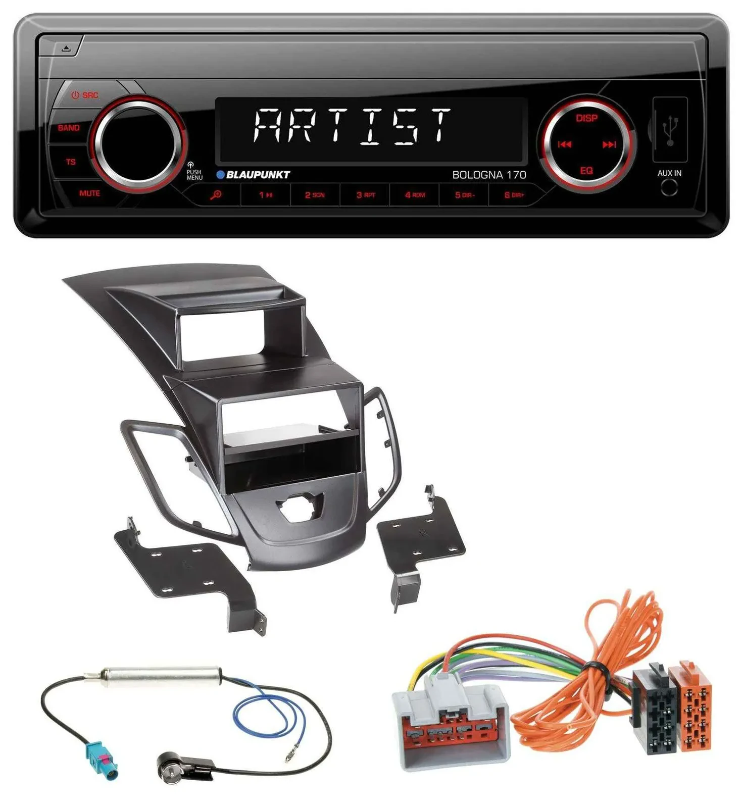 Blaupunkt SD USB 1DIN MP3 AUX Autoradio für Ford Fiesta 08-10 Display schwarz
