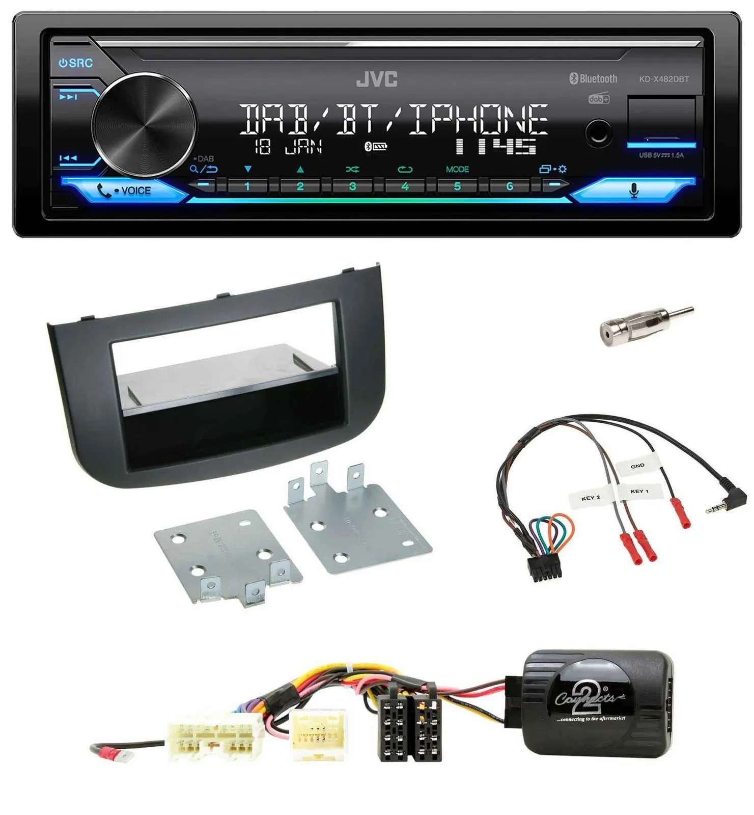 JVC Bluetooth DAB USB Lenkrad Autoradio für Mitsubishi Colt Z3B/Z3V/Z30/Z30G 08-
