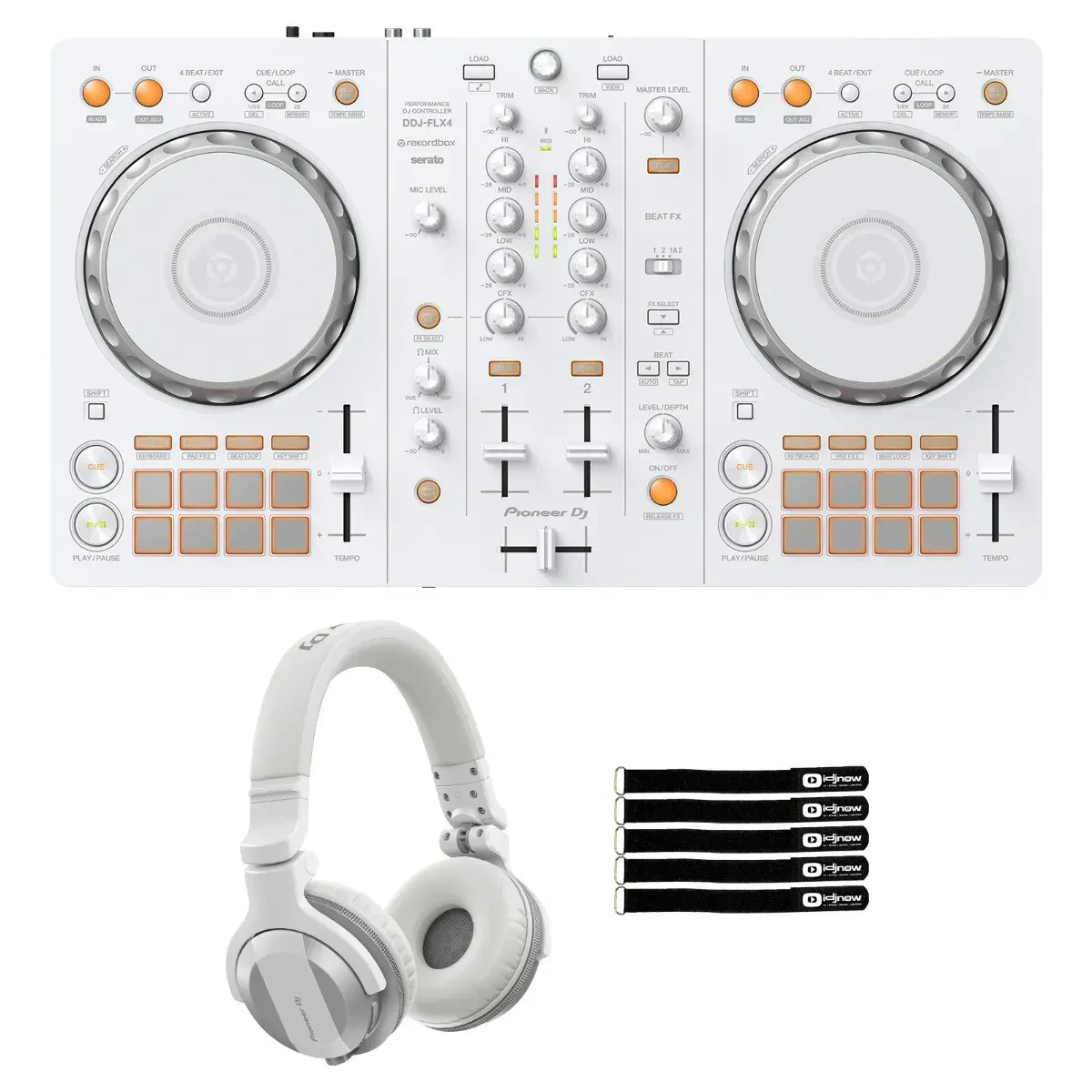 DJ-контроллер с джогом Pioneer DDJ-FLX4-W White с наушниками