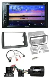 Автомагнитола для Fiat Panda 2004–2007 Pioneer 2DIN, Bluetooth, USB, DVD, DAB, управление с руля, серый
