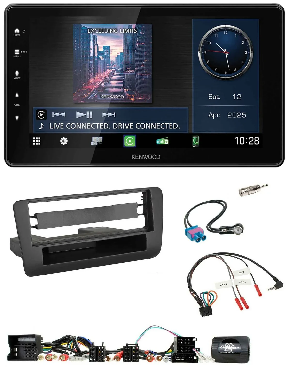 Kenwood Lenkrad Bluetooth USB DAB Autoradio für Audi A1 (2010-2019)
