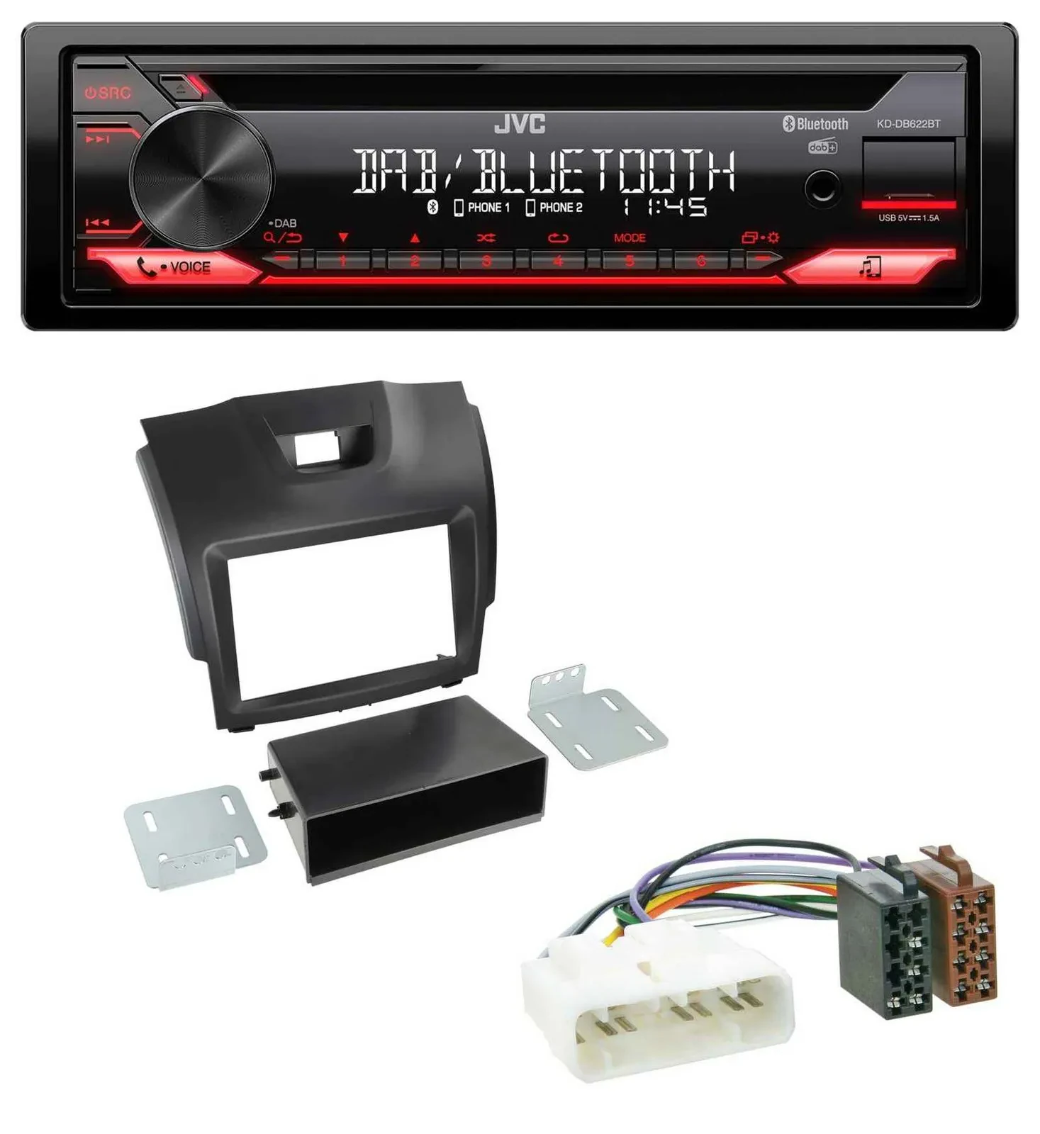 JVC CD DAB USB Bluetooth MP3 Autoradio für Isuzu D-Max (2012-2020)