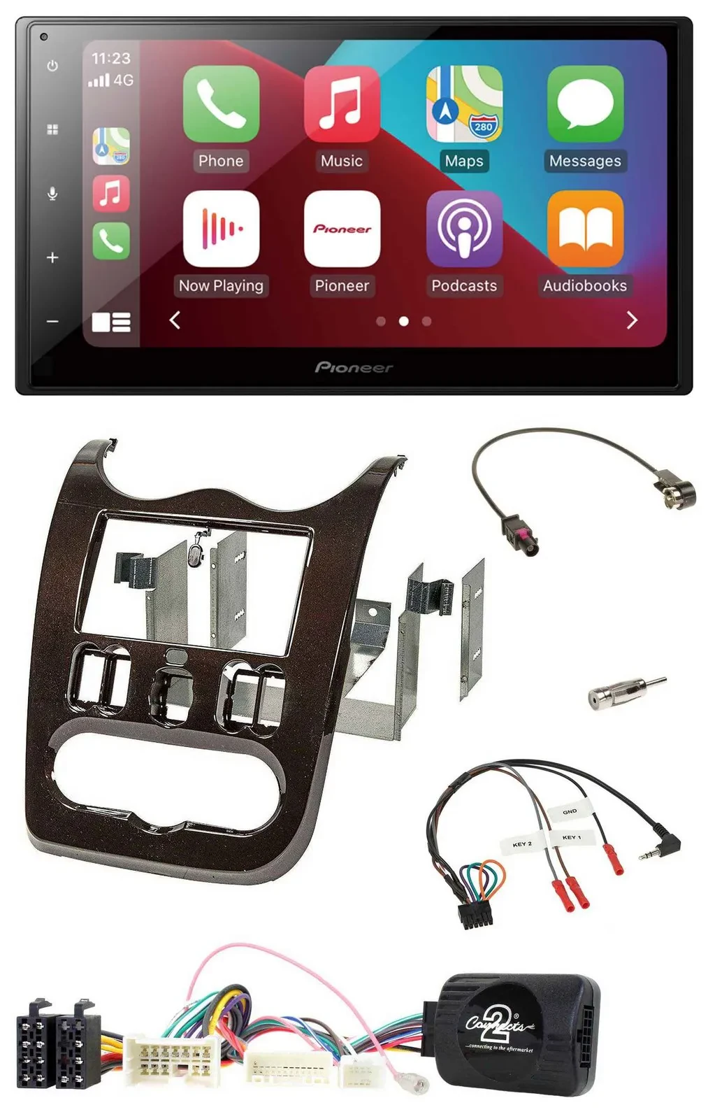 Автомагнитола Pioneer 2DIN DAB Bluetooth USB для Dacia (с 2012), тёмно-коричневый