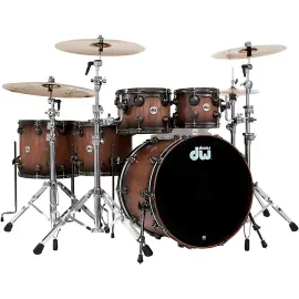 DW Pure Walnut 5-Piece Drum Shell Pack - Satin Quick Ebony Burst