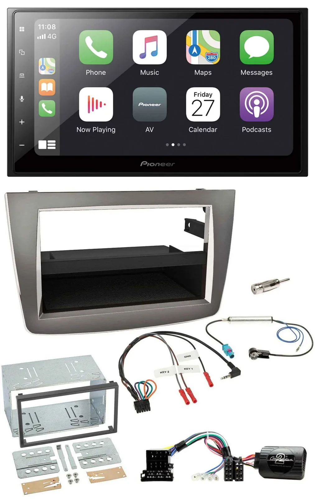 Автомагнитола Pioneer 2DIN, Bluetooth, DAB, USB, для Alfa Romeo Mito 2008–2014, с управлением на руле