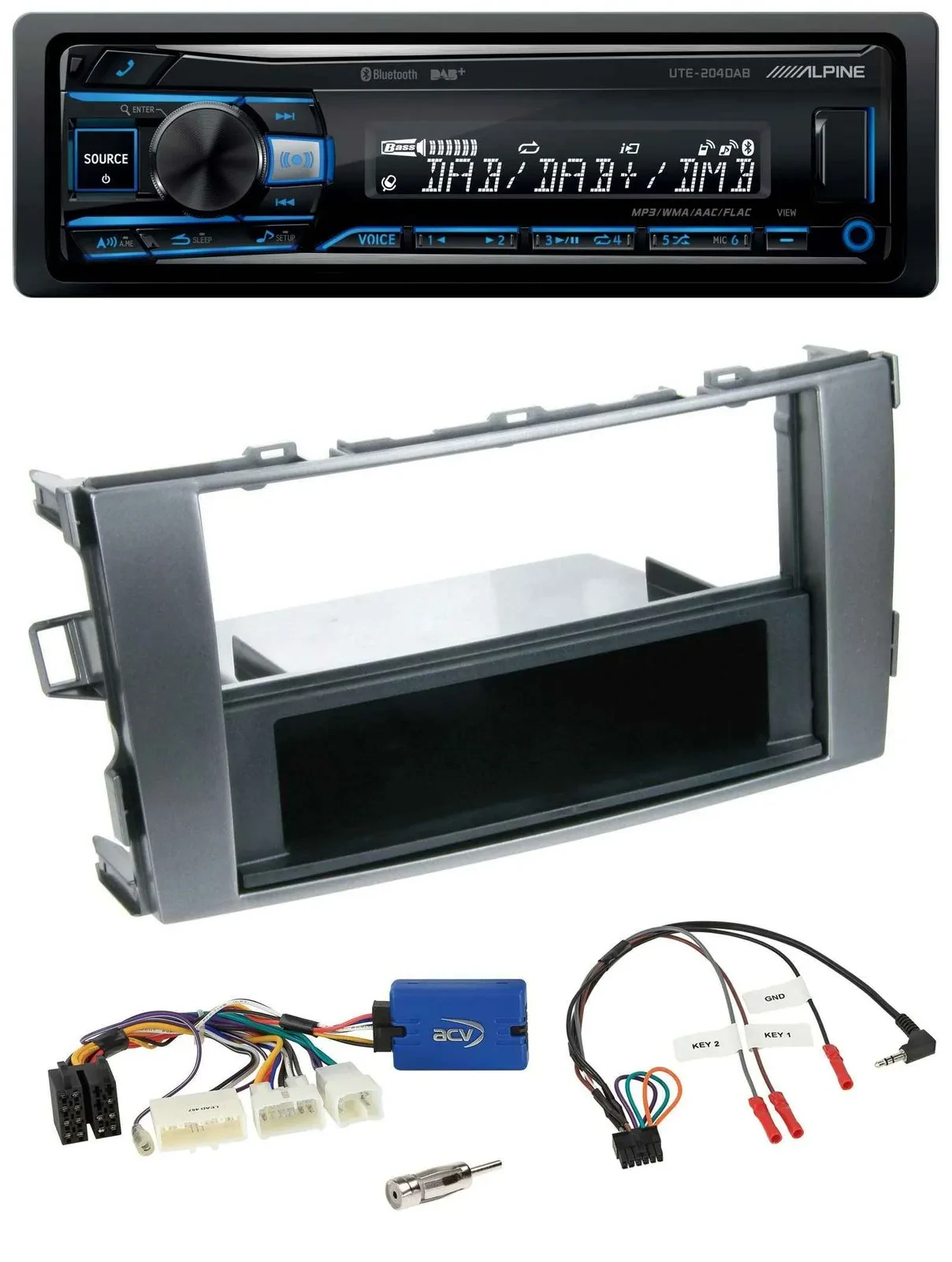 Alpine USB Bluetooth DAB Lenkrad Autoradio für Toyota Auris 2011-2012 anthrazit-