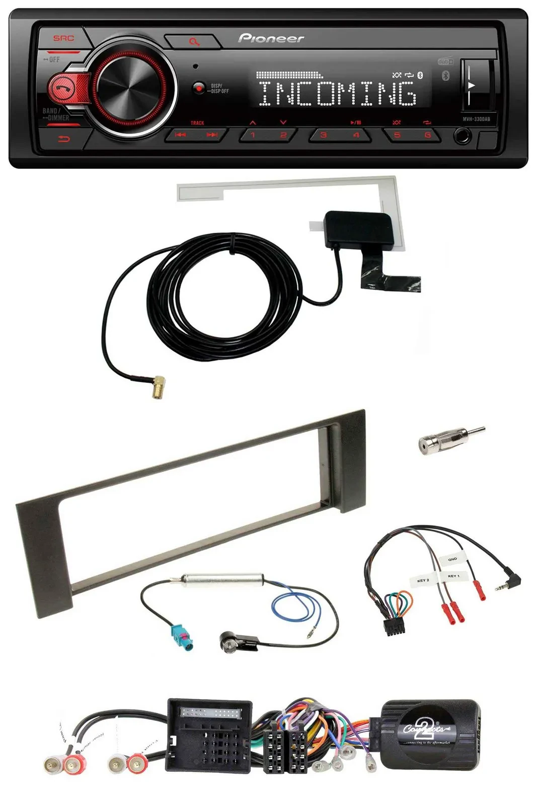 Pioneer USB Lenkrad DAB Bluetooth Autoradio für Audi A4 00-04 B6 Quadlock Fakra