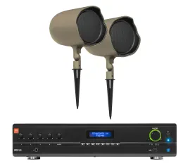 2 JBL GSF6-TN 6.5" Landscape Ground Stake/Wall Mount 70v Commercial Speakers+Amp