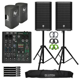 Electro-Voice ZLX-12P G2 12" Powered DJ PA Speaker Pair w ProFX10v3+ Mixer
