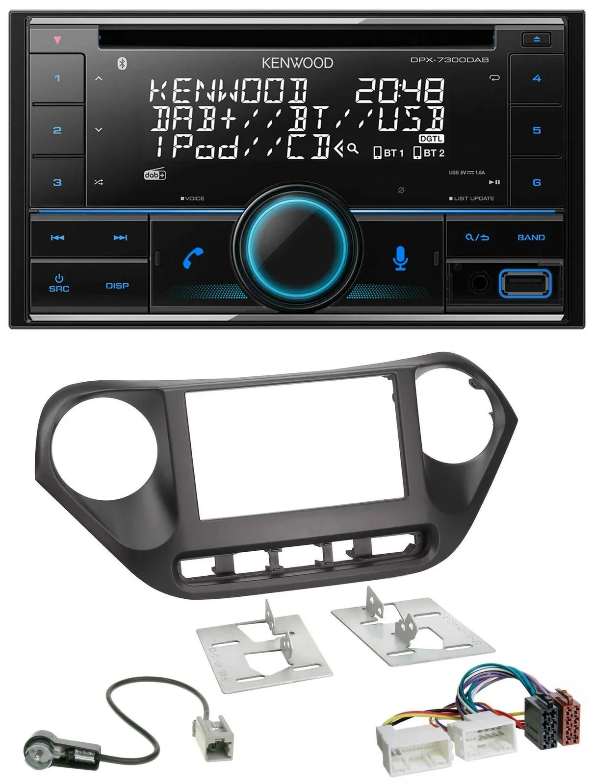 Kenwood CD 2DIN DAB USB MP3 Bluetooth Autoradio für Hyundai i10 (ab 2013)
