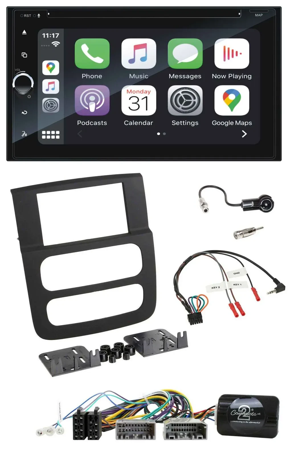Blaupunkt 2DIN Bluetooth DAB USB DVD Lenkrad Autoradio für Dodge RAM 2002-2006