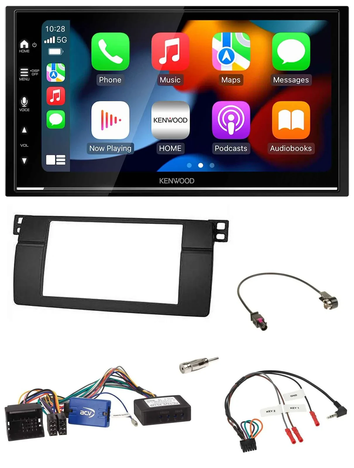 Kenwood DAB USB Bluetooth 2DIN Lenkrad Autoradio für BMW 3er 2002-2006 E46 schwa