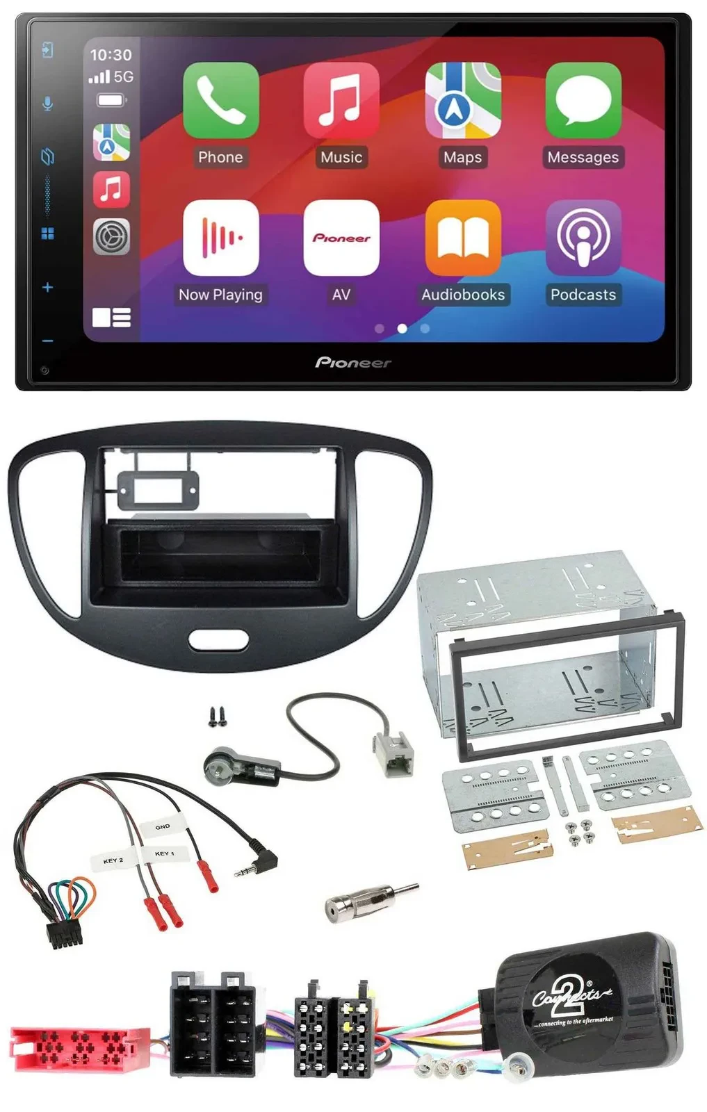Автомагнитола Pioneer 2-DIN, DAB, USB, Bluetooth, для Hyundai i10 2009–2013, черный