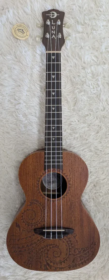 Luna Guitars Luna UKE TTN MAH Acoustic Tenor Tattoo Mahogany Ukulele with gig bag