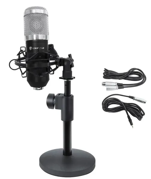 Rockville RCM01 Studio Podcast Recording Microphone+Samson Desktop Mic Stand