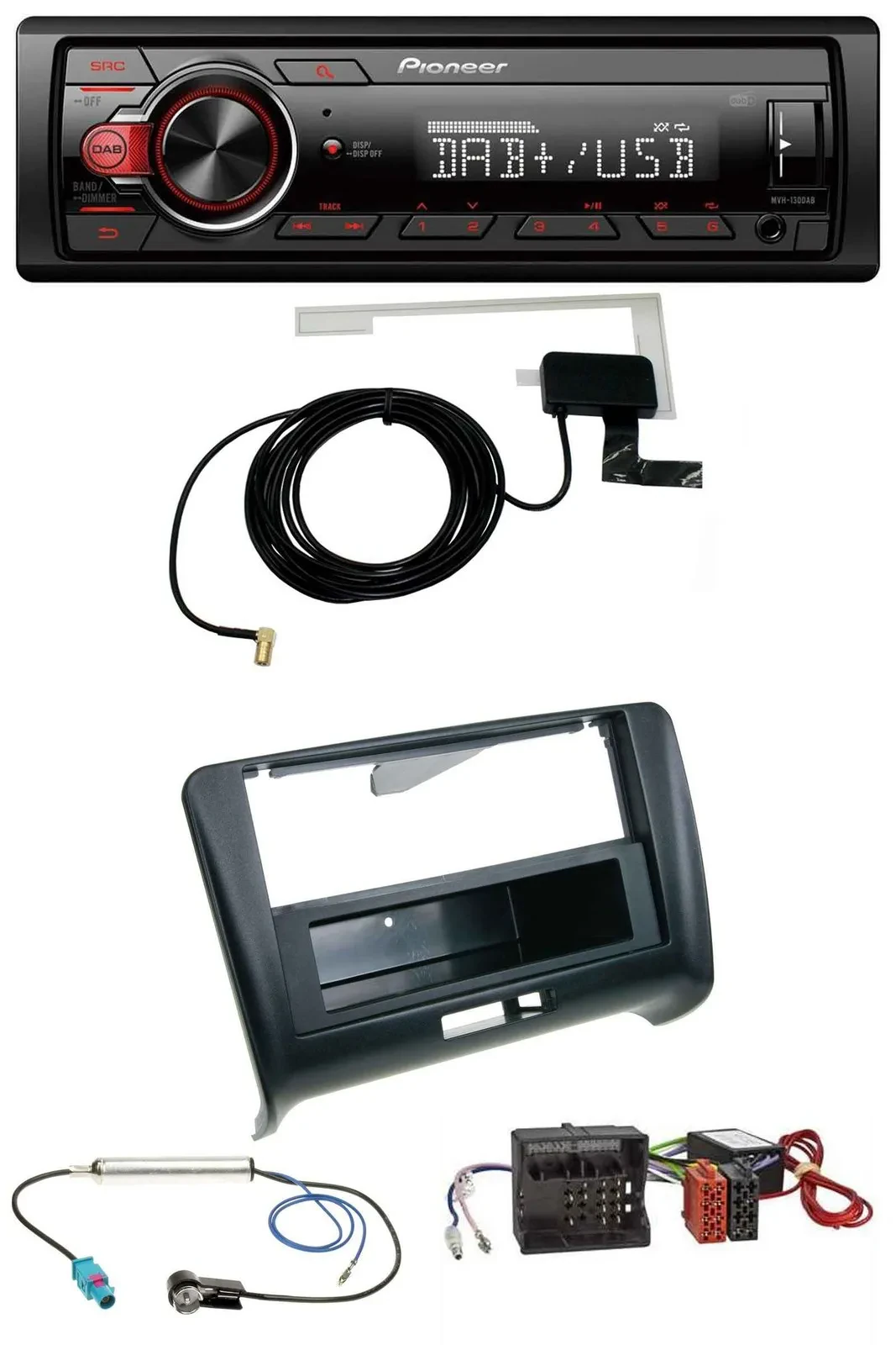 Автомагнитола Pioneer 1-DIN, MP3, DAB, USB, AUX для Audi TT (2006–2014), Quadlock, для активной системы