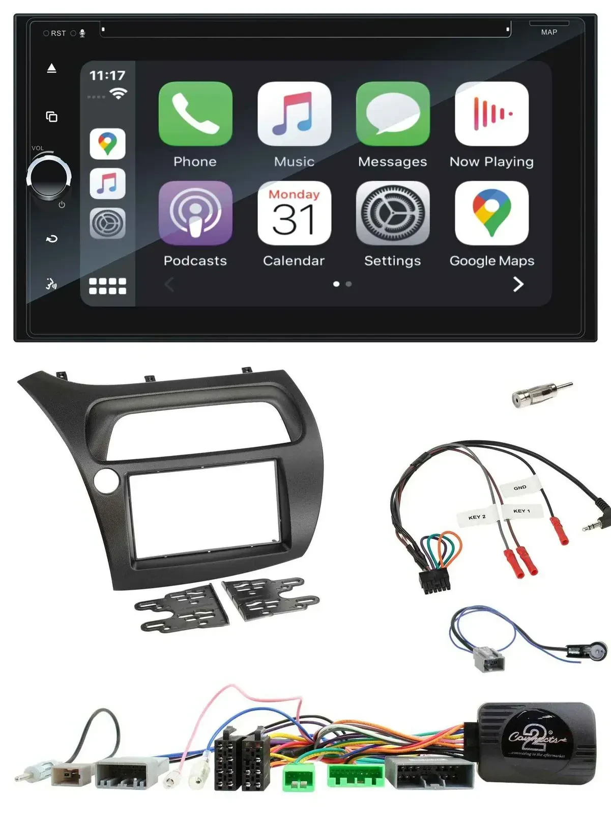 Blaupunkt 2DIN Bluetooth DAB USB DVD Lenkrad Autoradio für Honda Civic 2006-2012