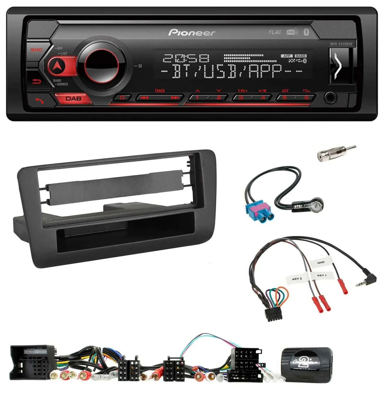 Pioneer Lenkrad USB DAB Bluetooth Autoradio für Audi A1 (2010-2019)
