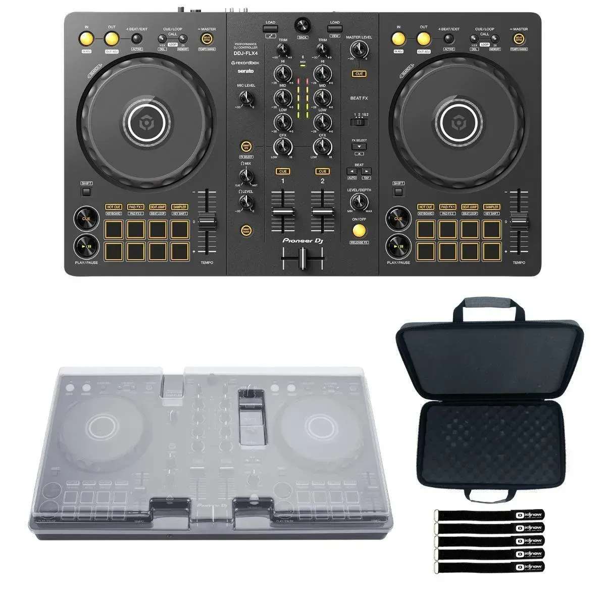 DJ-контроллер с джогом Pioneer DDJ-FLX4 с аксессуарами