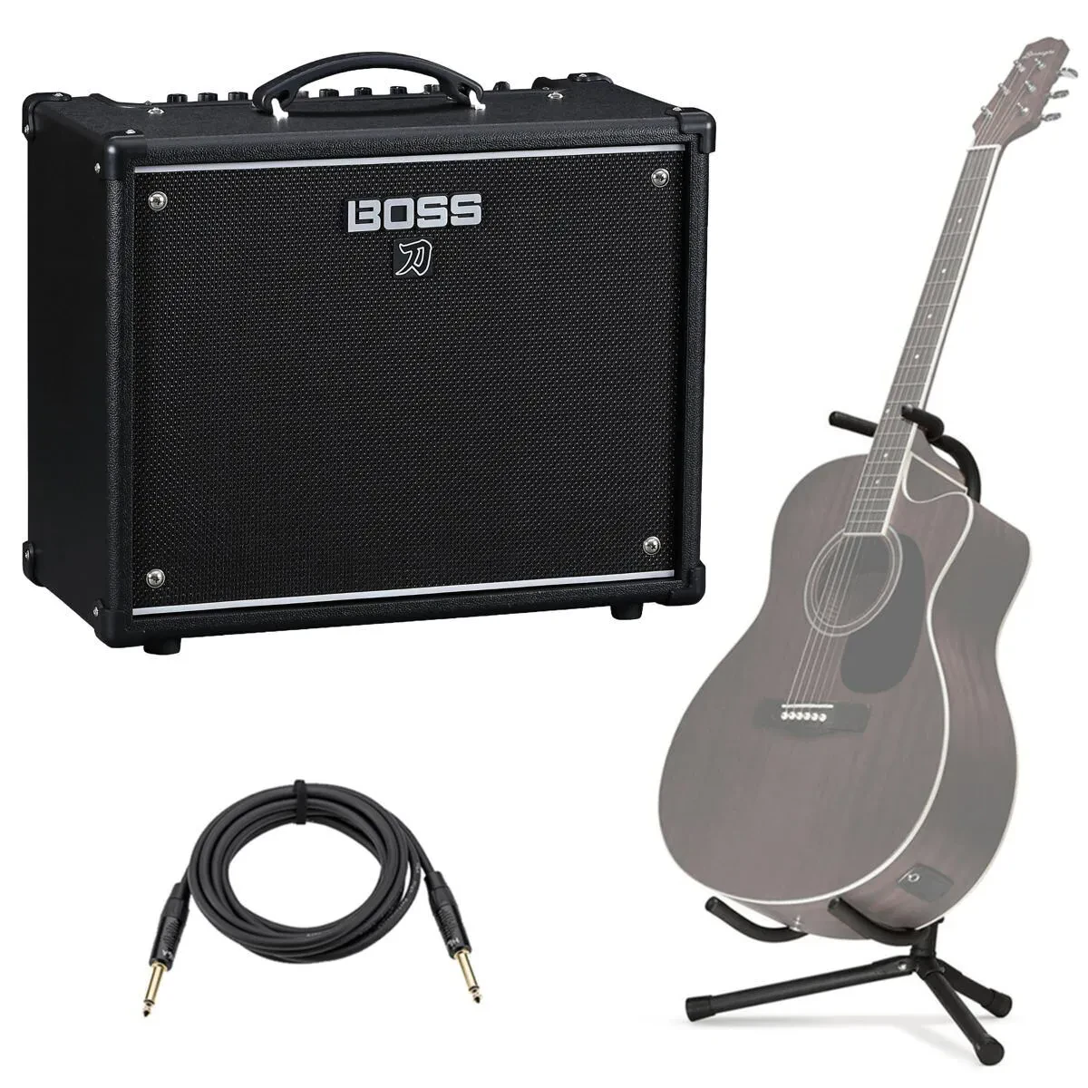 Boss Katana Gen 3 50W 1x12" Combo Guitar Amplifier + Guitar Stand + Guitar Cable